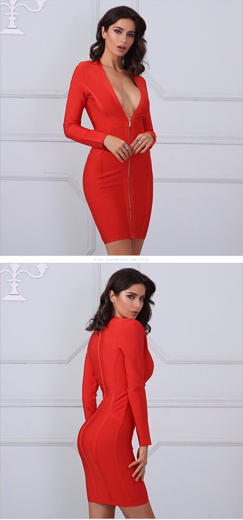 Long Sleeve Dress Red Dress Sexy Bandage Dress