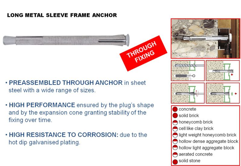 Hardware Fastener Metal Steel Zinc Plated Steel Door&Window Frame Anchor