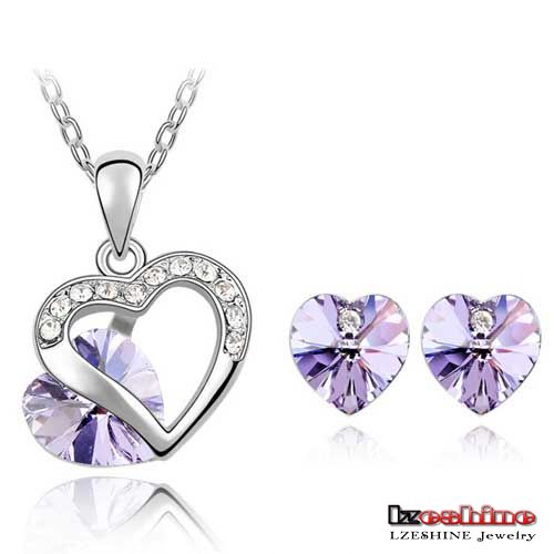 Heart Shaped Crystal Necklace&Earring Sets 9colors (ST-HQ0011-a-2)