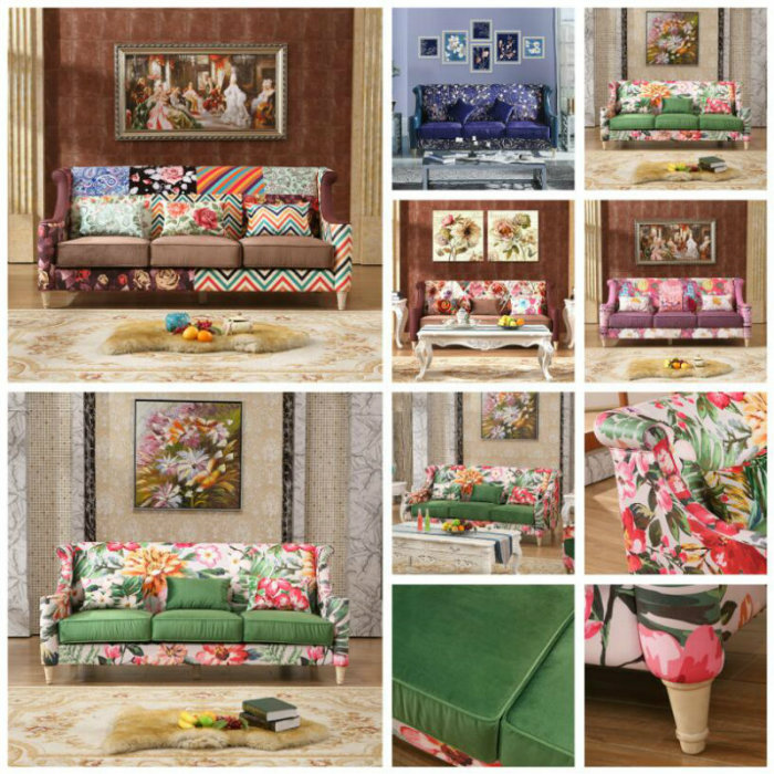 Custom Printed Fashion Latest Design Sofa Set