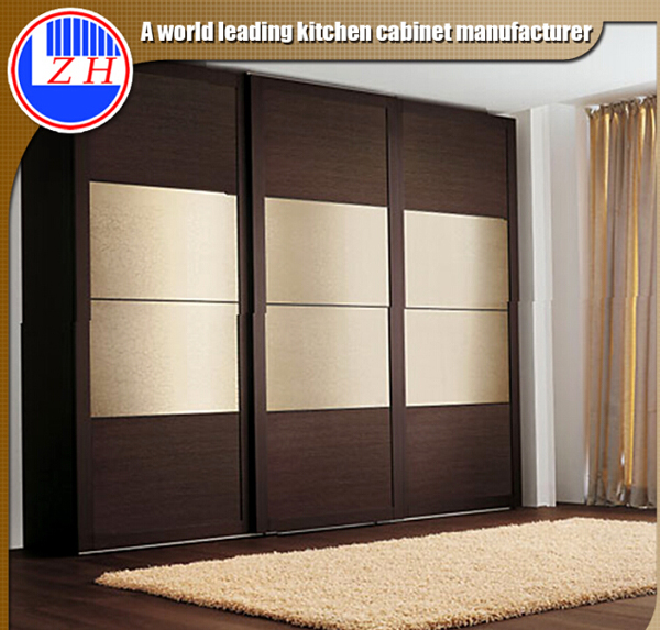 Modern European Wooden Sliding Door Wardrobe Cupboard for Bedroom (with glass)