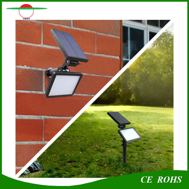 2-in-1 Adjustable 48 LED Light Sensor Spike Solar Garden Courtyard Light 3 Modes Super Bright Wall Lamp Landscape Spotlight