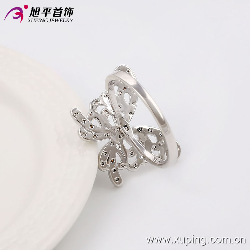 Latest Cool CZ Butterfly Rhodium Jewelry Finger Women Ring -13665