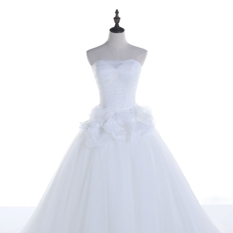 Sweetheart Tulle Organza Flower Wedding Dress