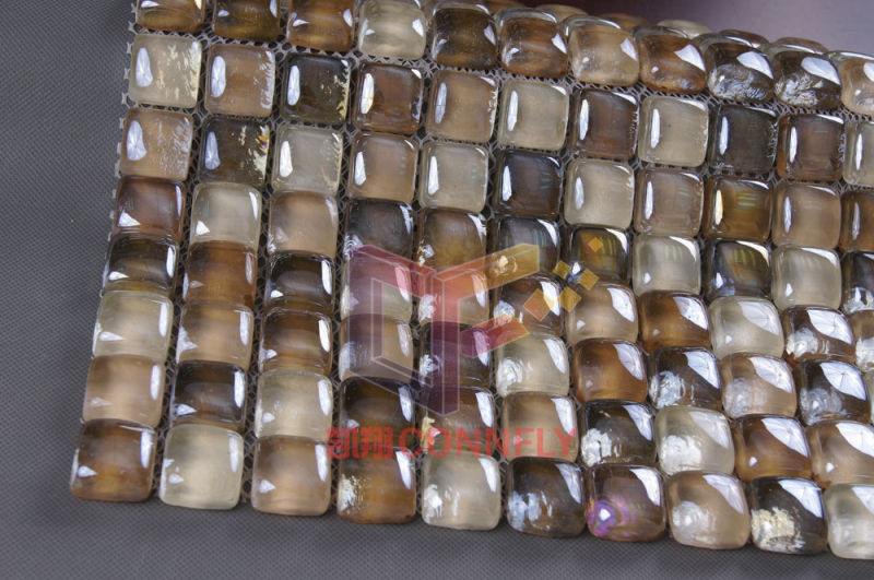 Round Iridescent White Glass Crystal Mosaic Tiles (CFR617)