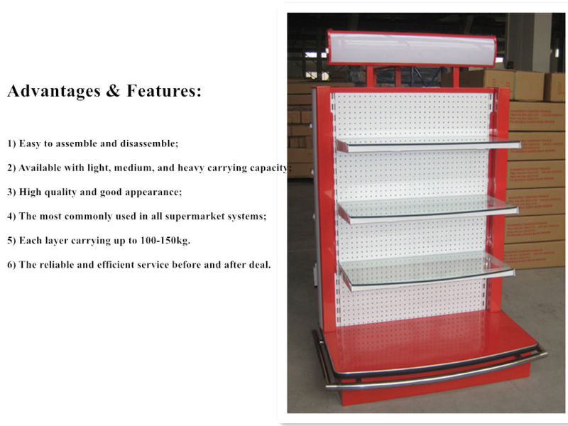 High Quality Display Gondola Shelves with Light Box for Cosmetics