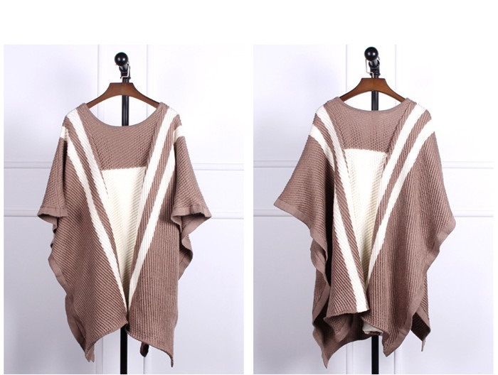 High Quality Women Pullover Loose Irregular Knit Sweater Poncho