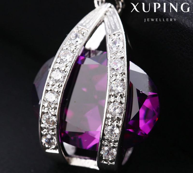 32586 Fashion Elegant Rhodium Oval CZ Diamond Imitation Women Jewelry Chain Pendant