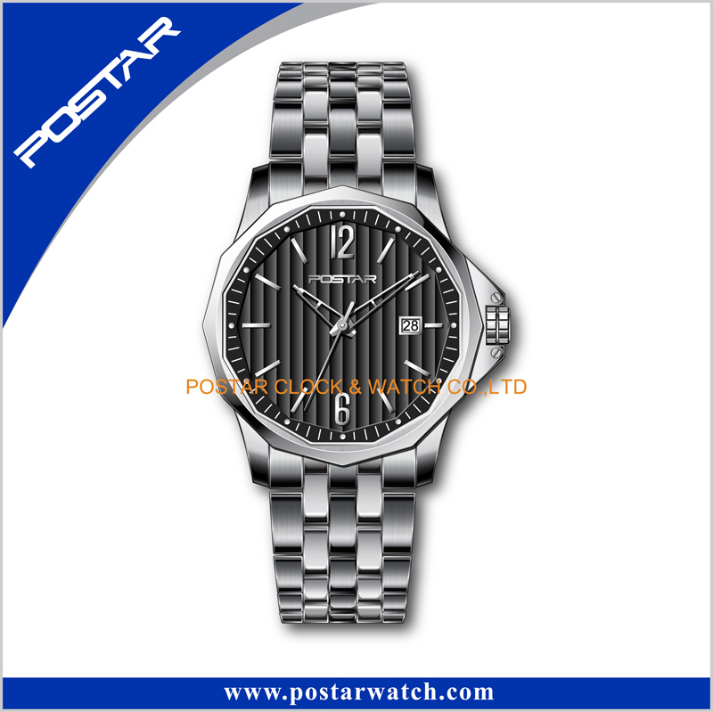 Made in China New Design Stainless Steel Watch with 5 ATM Waterproof Resistant