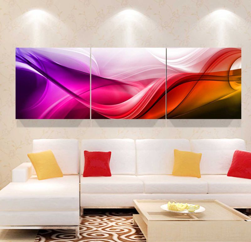 Odern Home Decor Abstract Oil Painting The Colorful Wave Wind Printed Picture on The Wall for Living Room Mc-257