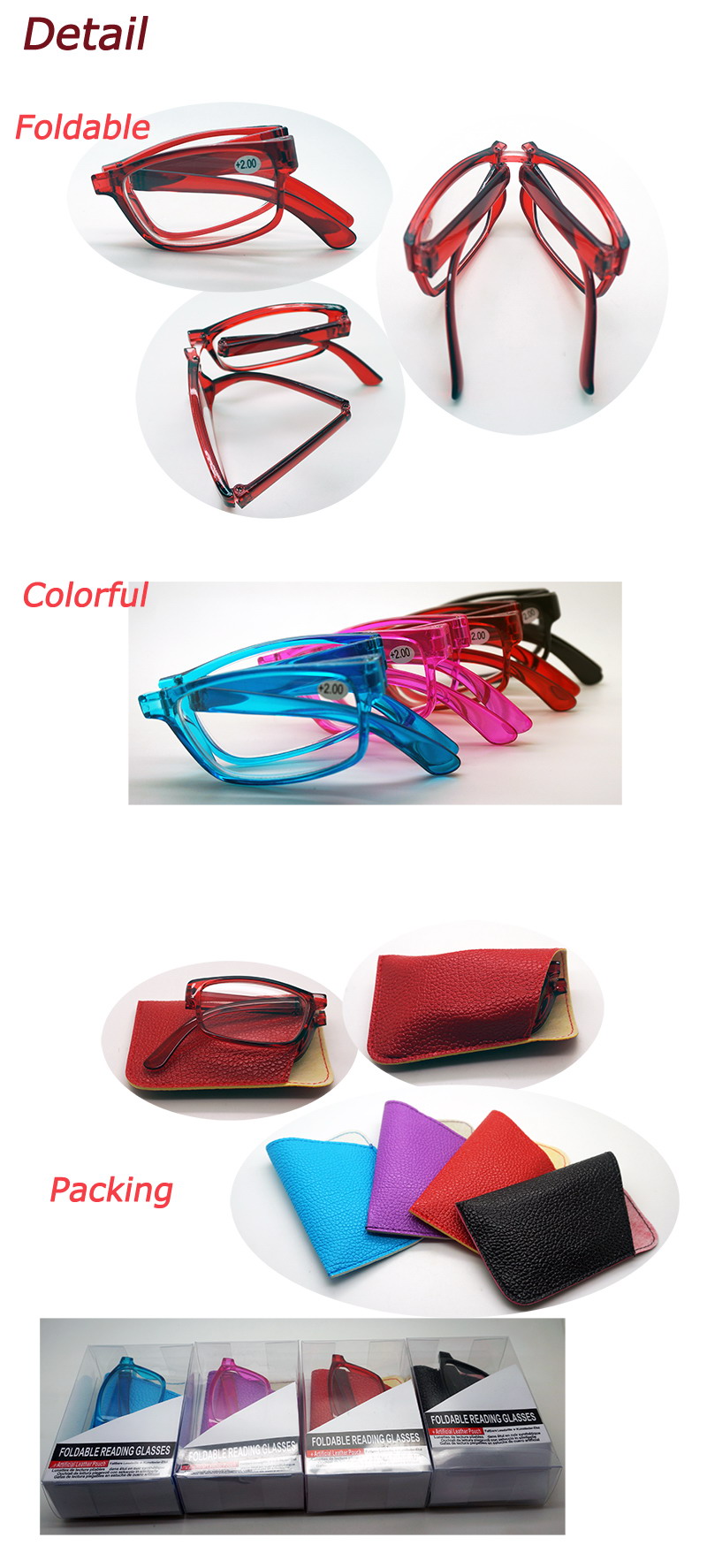 Folding Reading Glasses with Pouch (WRP504160)