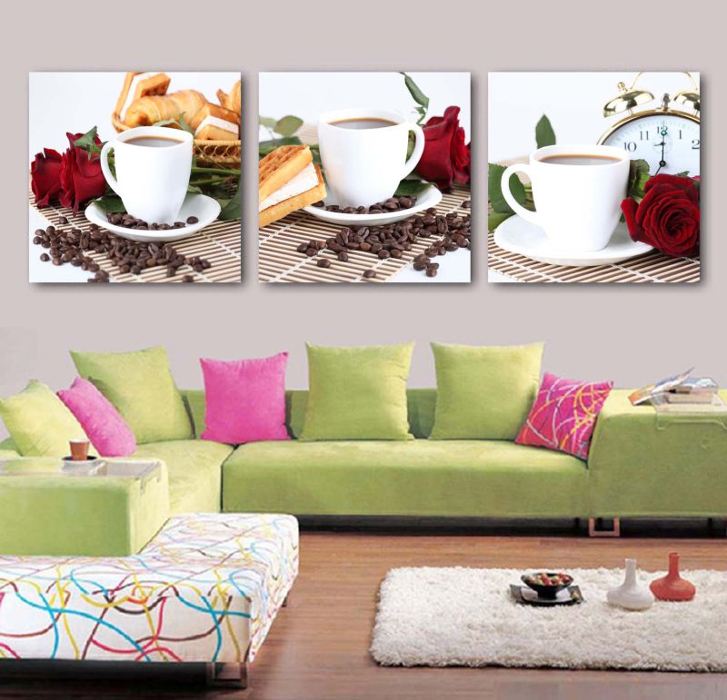 3 Panel Wall Art Oil Painting Coffee Painting Home Decoration Canvas Prints Pictures for Living Room Framed Art Mc-259