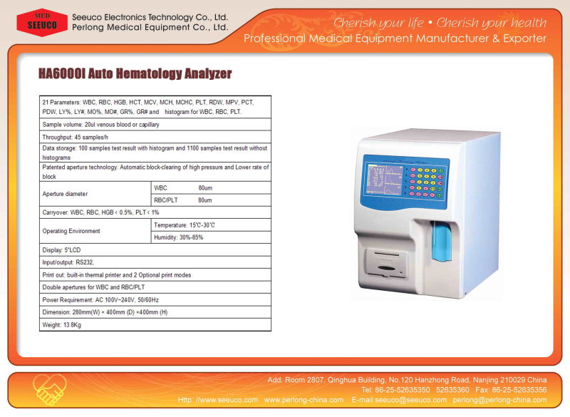 PT6000I Medical Full-Auto Hematology Analyzer