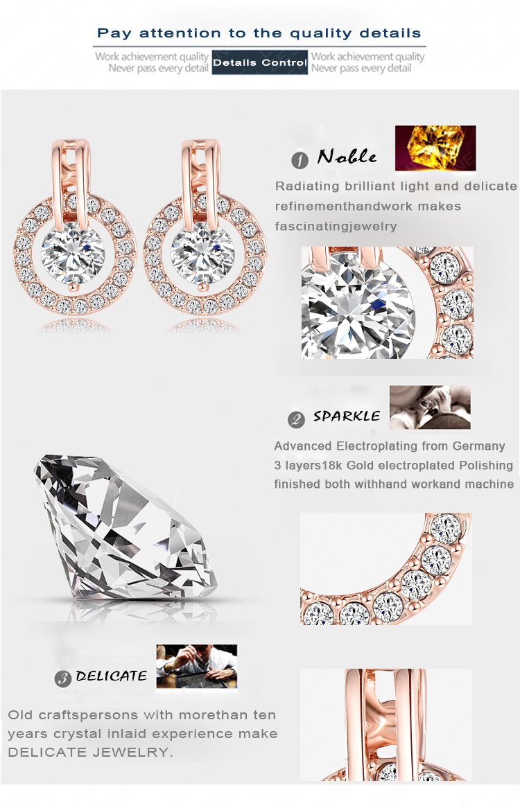 Fashion Czech Crystal Wedding Stud Earring for Women (ER0056)