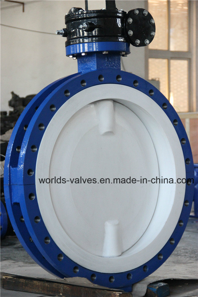 Full PTFE Coating Double Flanged U Section Butterfly Valve