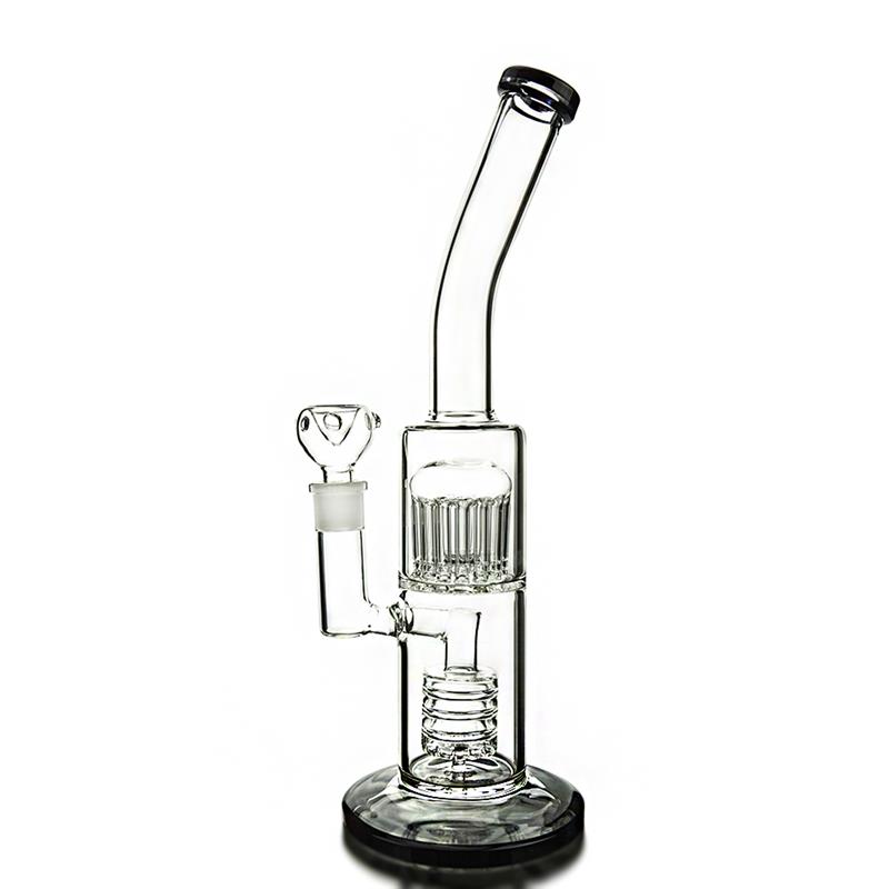 12-Arm Tree Perc Black Hookah Glass Smoking Water Pipes (ES-GB-361)