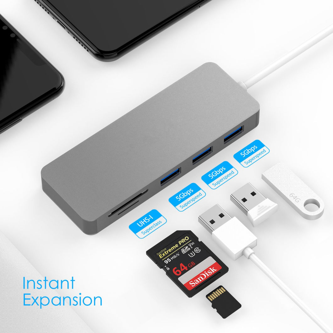 5 in 1 USB C Hub Multi Function Adapter for MacBook PRO