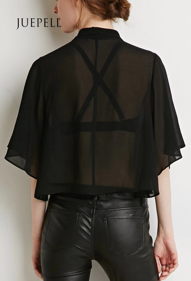 Contemporary Self-Tie Neck Cropped Blouse