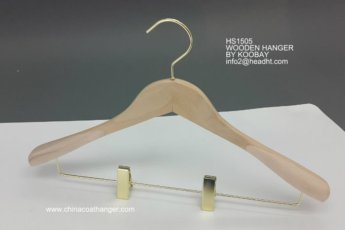 Lipu Made Wooden Plain Wooden Luxury Suit Clothes Hanger with Pants Clips