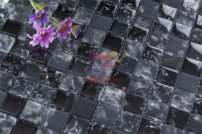 Blue Crystal Cracked Glass Mosaic Tile (CC164)