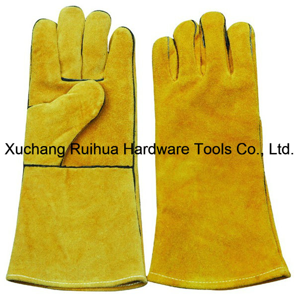 14''high Quality Cow Split Leather Welding Gloves with Kevlar Stitching and Socket Lining, Leather Working Gloves Manufacturer, Welding Safety Gloves for Welder