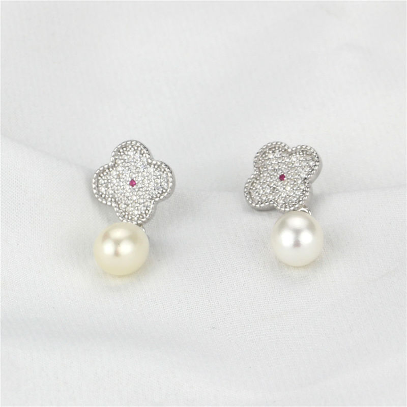 Freshwater Pearl Earring Findings 8-9mm Drop AAA Cheap Pearl Earring