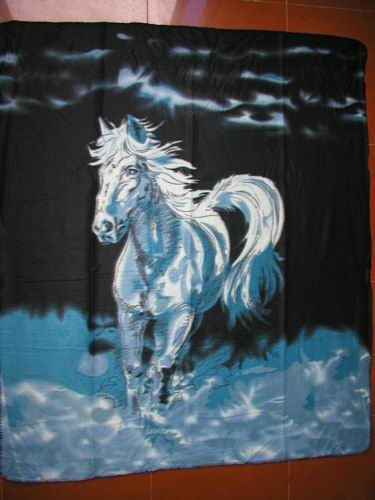 Polar Fleece Blanket with Horse Printed