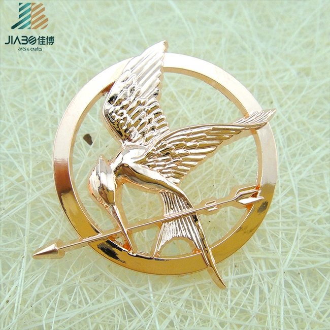 Custom Made Cut out Metal Rose Gold Bird Lapel Pin