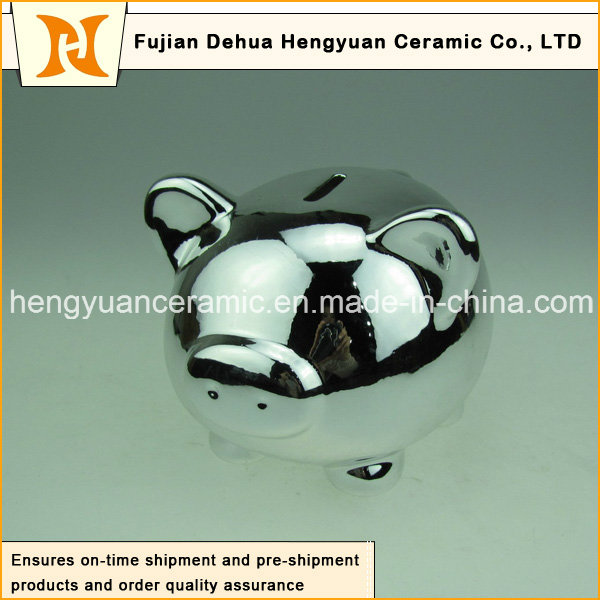 Multicolor Electroplating Ceramic Pig Piggy Bank for Home Decoration