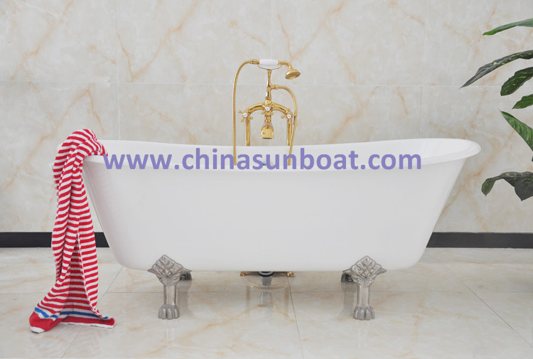 Cast Iron Bathtub Independent Enamel Bathtub European Classical Double Deepening Enamel Bathtub