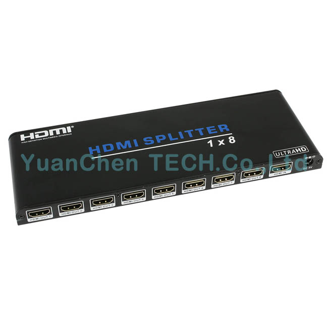 Support 3D 1080P 2.0V 1X8 HDMI Splitter for HDTV DVD PS3