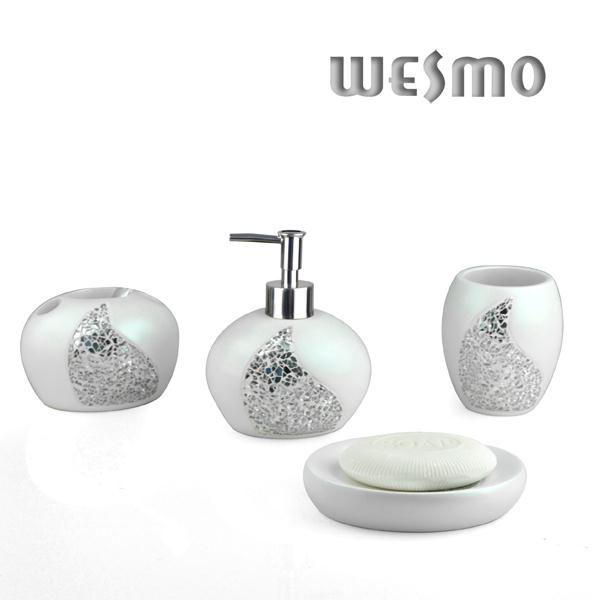 Polyresin Bathroom Accessory with Glass Pieces Decoration