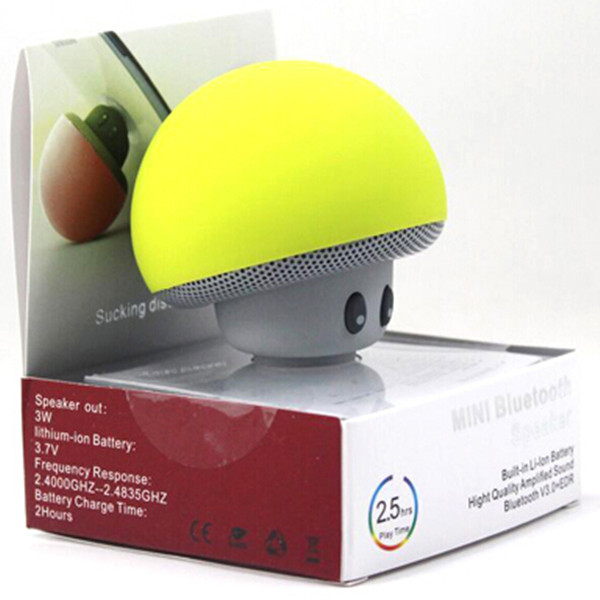 Mini Bluetooth Speaker Mushroom Style with Mic Suction Cup Stereo Subwoofer