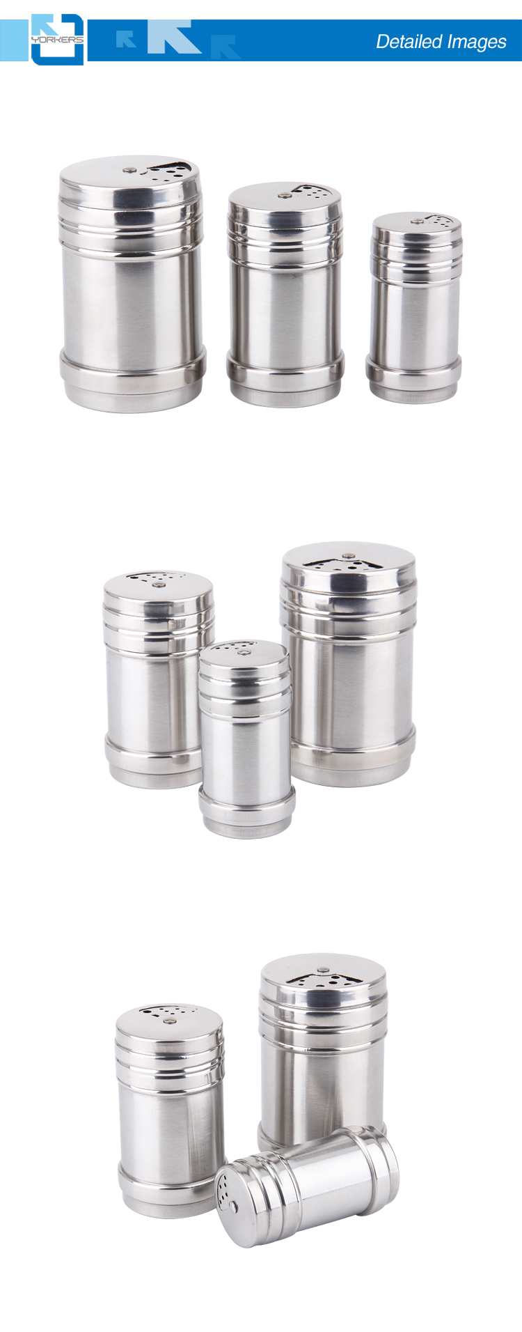 Stainless Steel Metal Spice Shaker Cans with Lid, Spice Tins