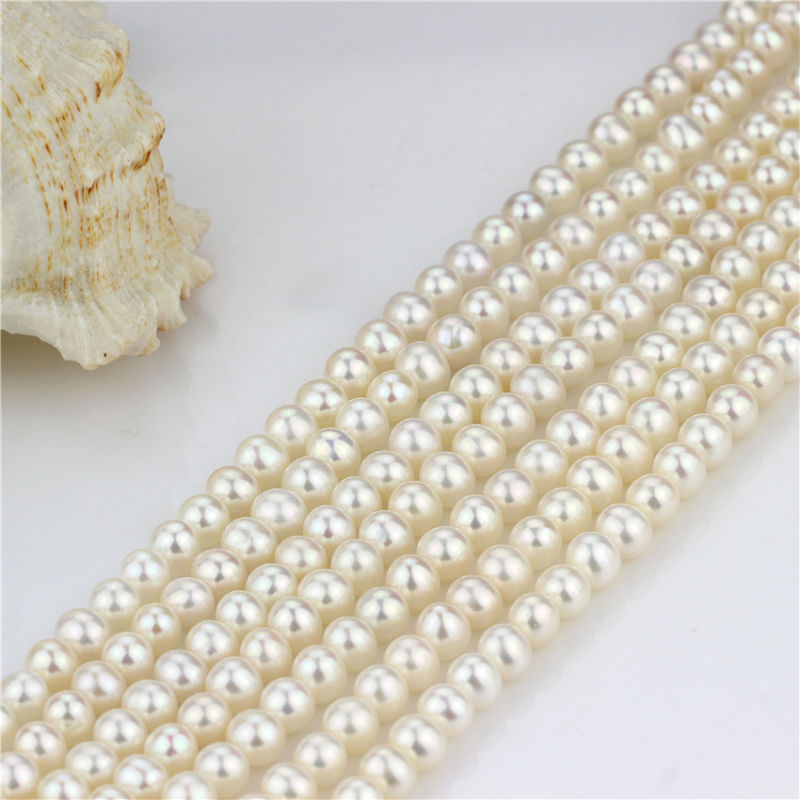 Natural Freshwater Loose Pearl Strands AAA Near Round White Loose Pearl String