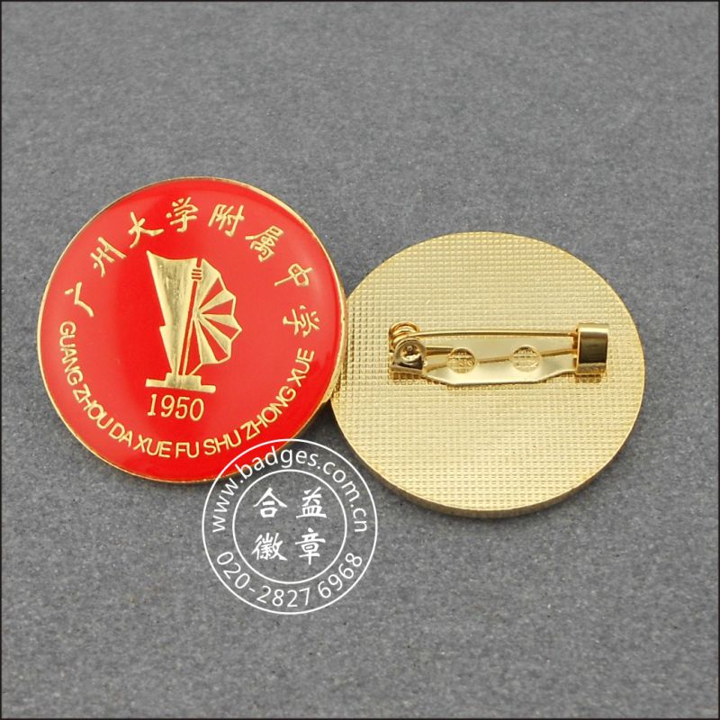 Square Gold Badge, Epoxy-Dripping Metal Lapel Pin (GZHY-BADGE-025)