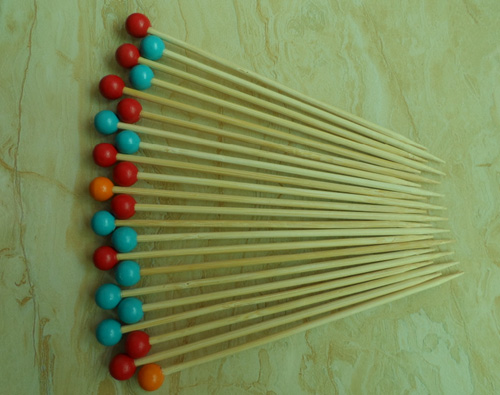 Fancy Beaded Ball End Bamboo Cocktail Picks