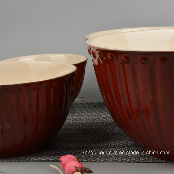 4PCS Colored Glazed Ceramic Dinnerware Bowl