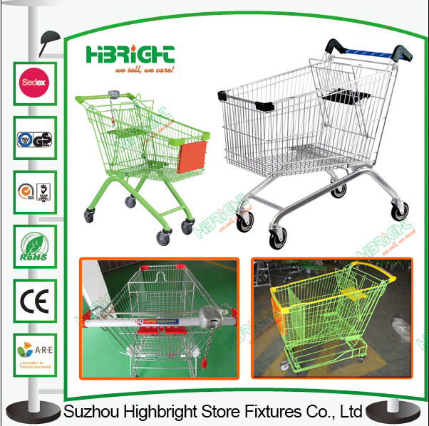 Supermarket Shopping Cart with Trolley Display Advertising Board