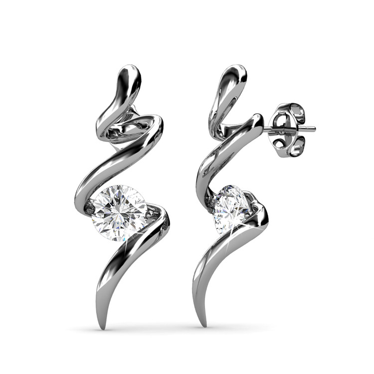 Destiny Jewellery Crystal From Swarovski 925 Sliver Spiral Stud Earrings