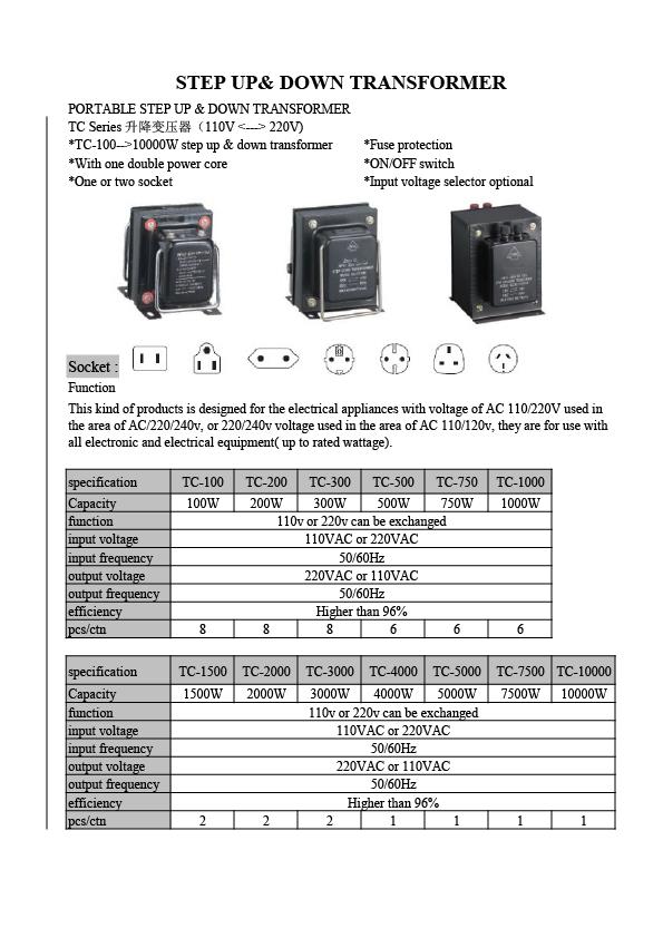 100W -10000W Step up& Down Transformer