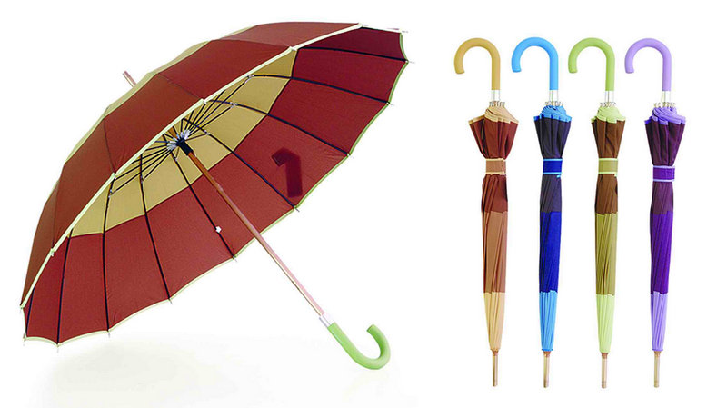 16 Ribs High Quality Strip Border Wooden Shaft Umbrella (YS-SM26163454R)