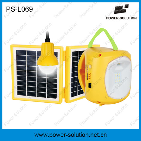Portable Shenzhen Solar Panel with LED Light for Homes Solar Lantern with Mobile Phone Charger a Bulb (PS-L069)
