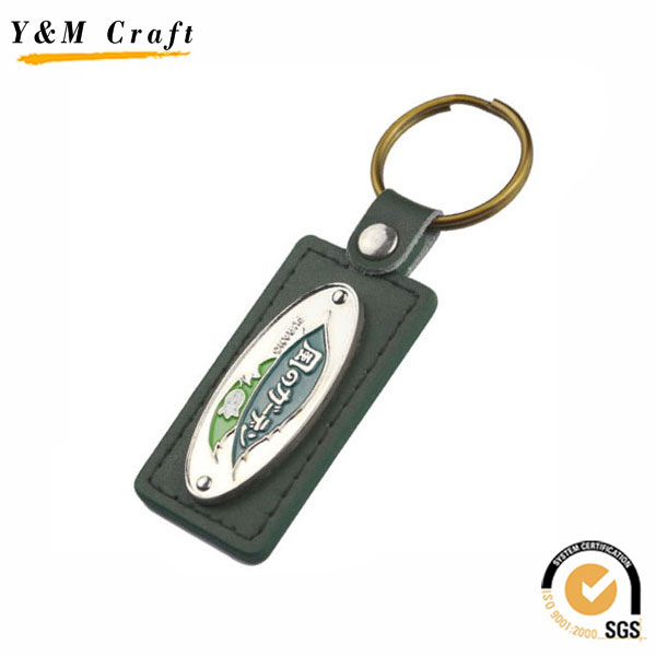 Personalized Soft Enamel Real Leather Keyring Ym1037