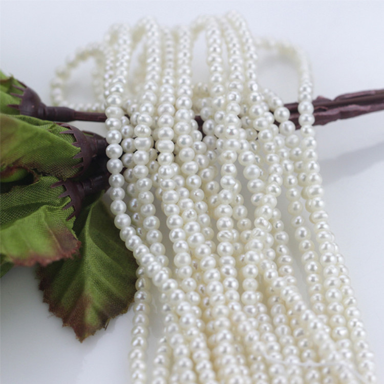 Small Seed 3mm Cheap Semi Round Natural Freshwater Pearl Strand