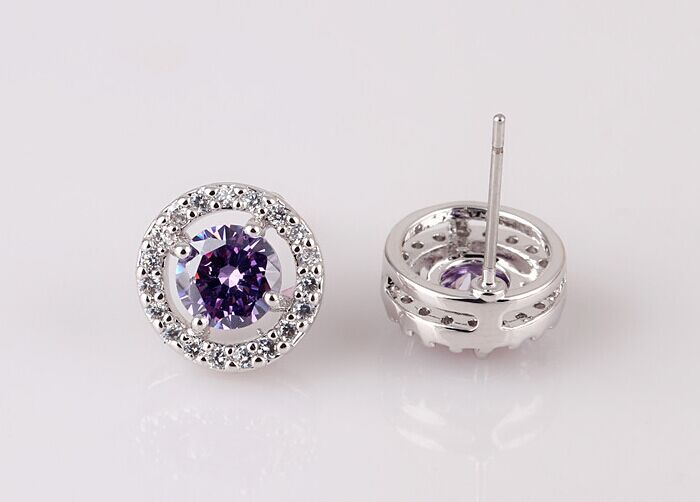 CZ Diamond Jewelry AAA Zircon Round Boucle Earrings