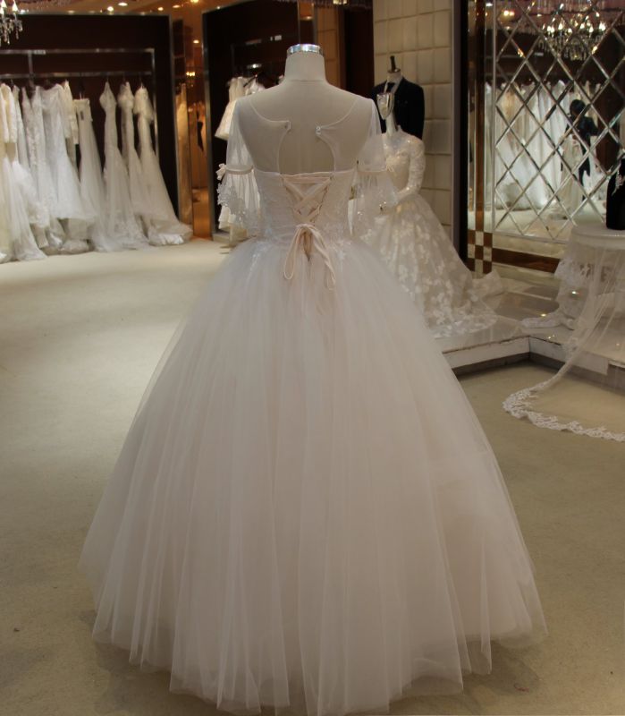 A Line/Princess Cheap Wedding Dress with Applique Bodice