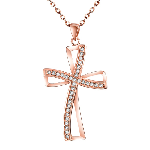 18k Rose Gold CZ Cross Pendants 925 Silver Pendants Jewelry