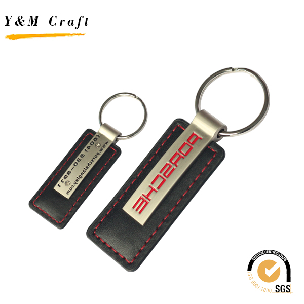 Promotional Car Branding Laser Logo Color Metal Leather Keyring