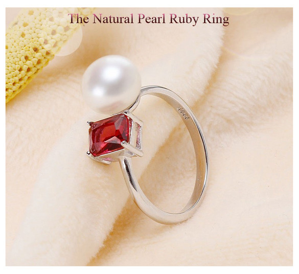 Resizable Pearl Ring 925 Silver Pearl Ring 8-9mm Button AAA Women 's Pearl Rings